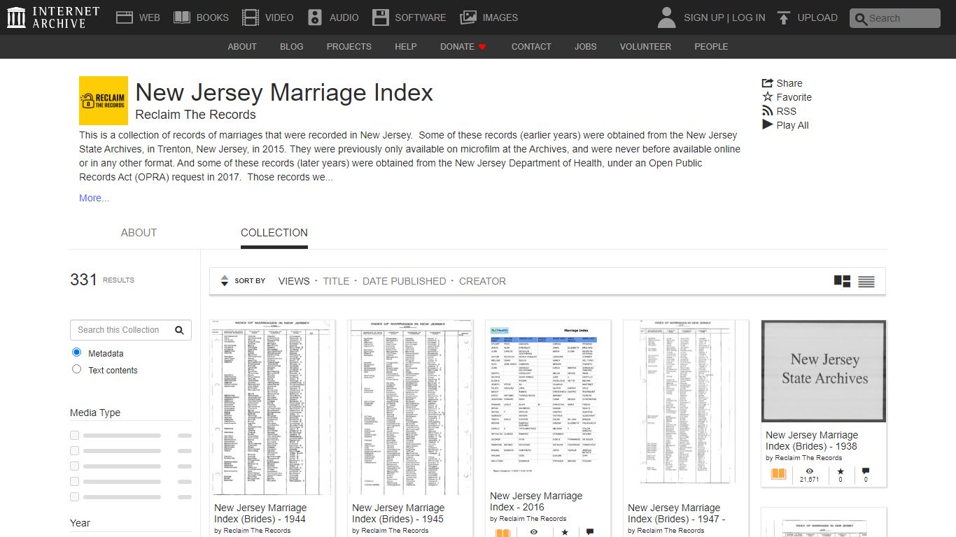 New Jersey Marriage Index : Free Texts - Internet Archive